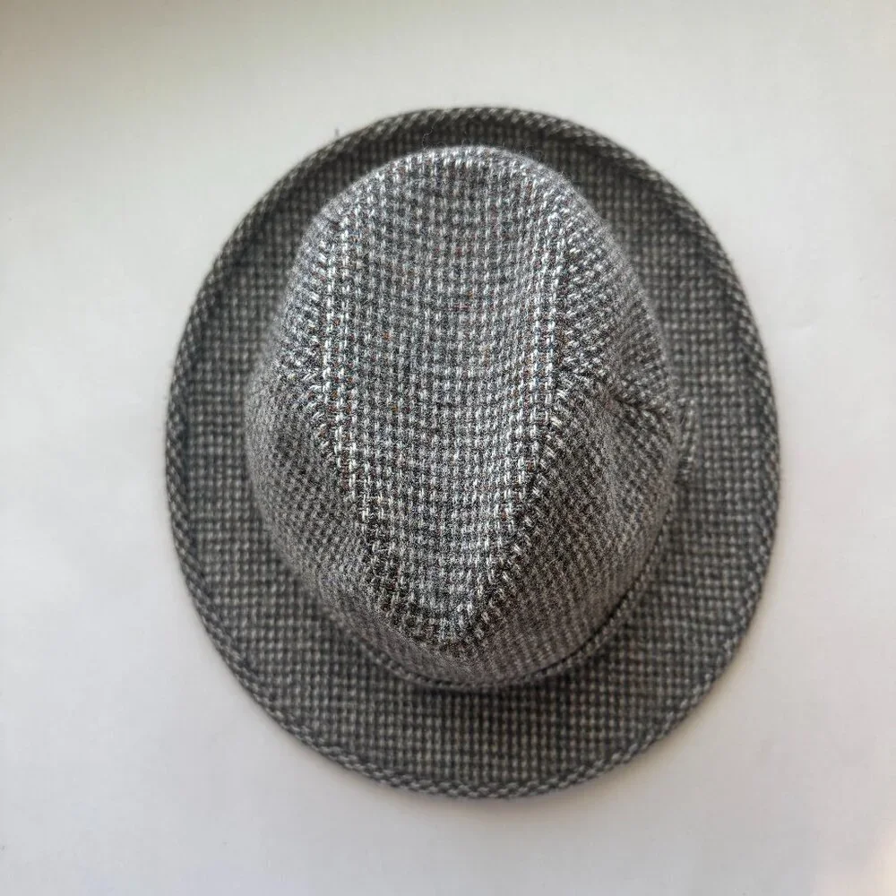 St Michael Vintage Trilby Hat Unisex Size 6 3/4 55cm Brown Tweed Multicolor